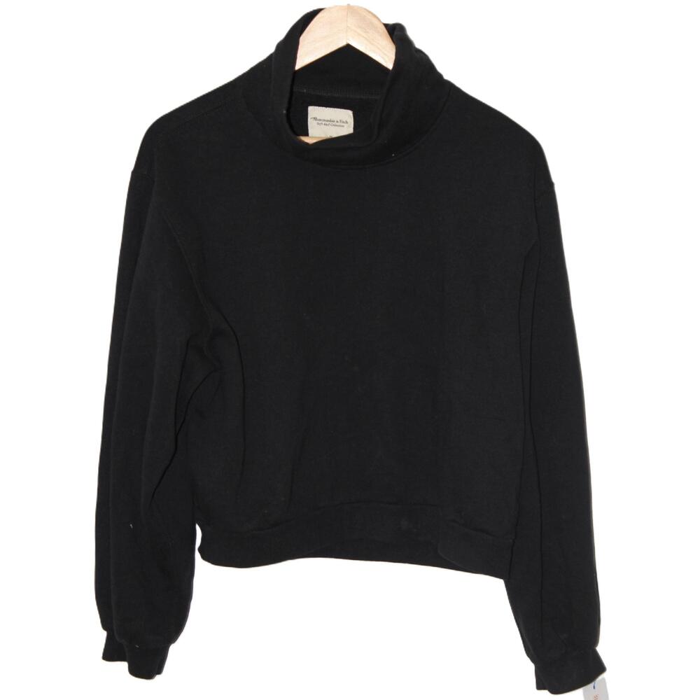 Abercrombie & Fitch Soft AF Black Cowl Neck Sweatshirt Turtleneck Sweater Size M